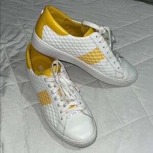 Michael Kors White and Gold Sneakers